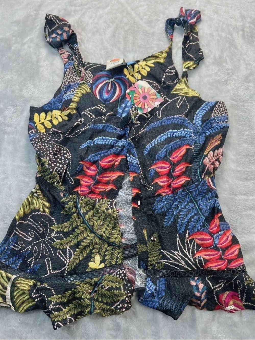 Farm Rio x Anthropologie Tropical Themed Button Down Tank New Wout tag 🏷️ - Picture 7 of 10